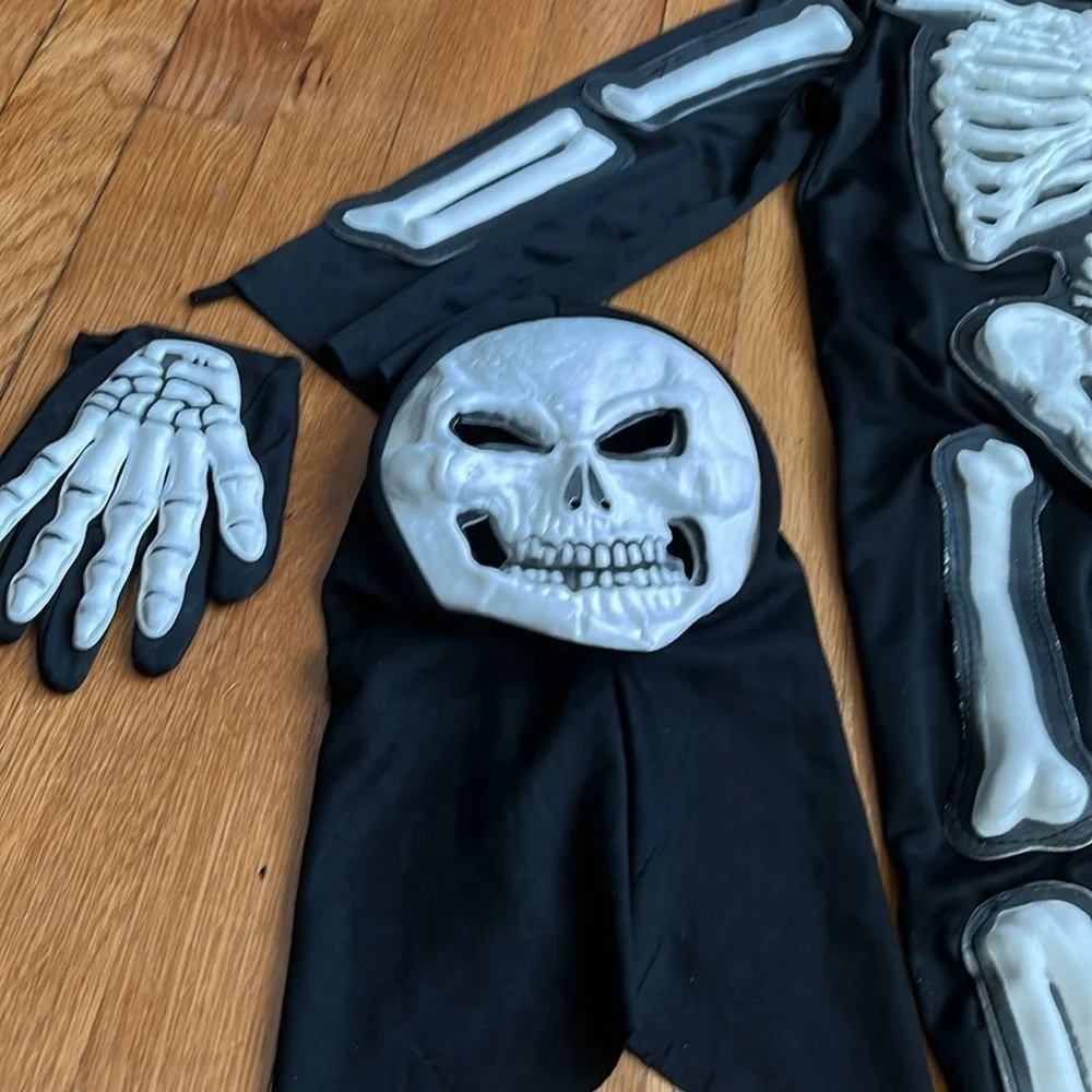 Toddler skeleton costume 3/4 T some signs of wear see pics good for Halloween. - Picture 2 of 11